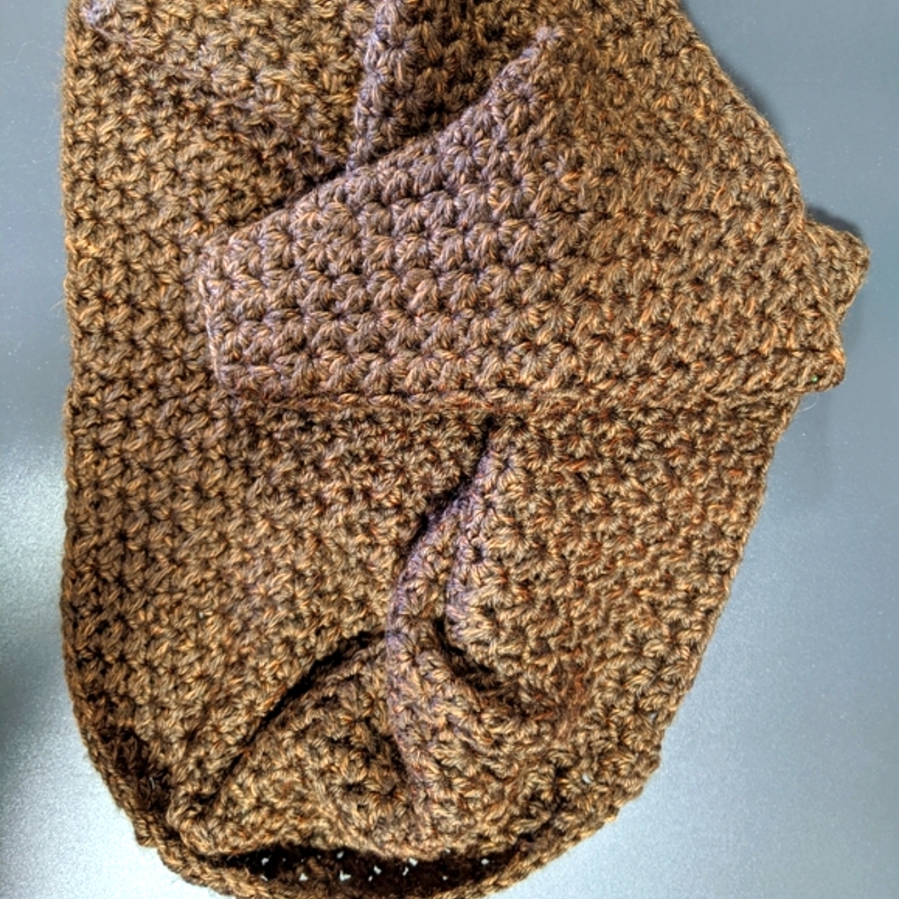 Hand knit infinity scarf